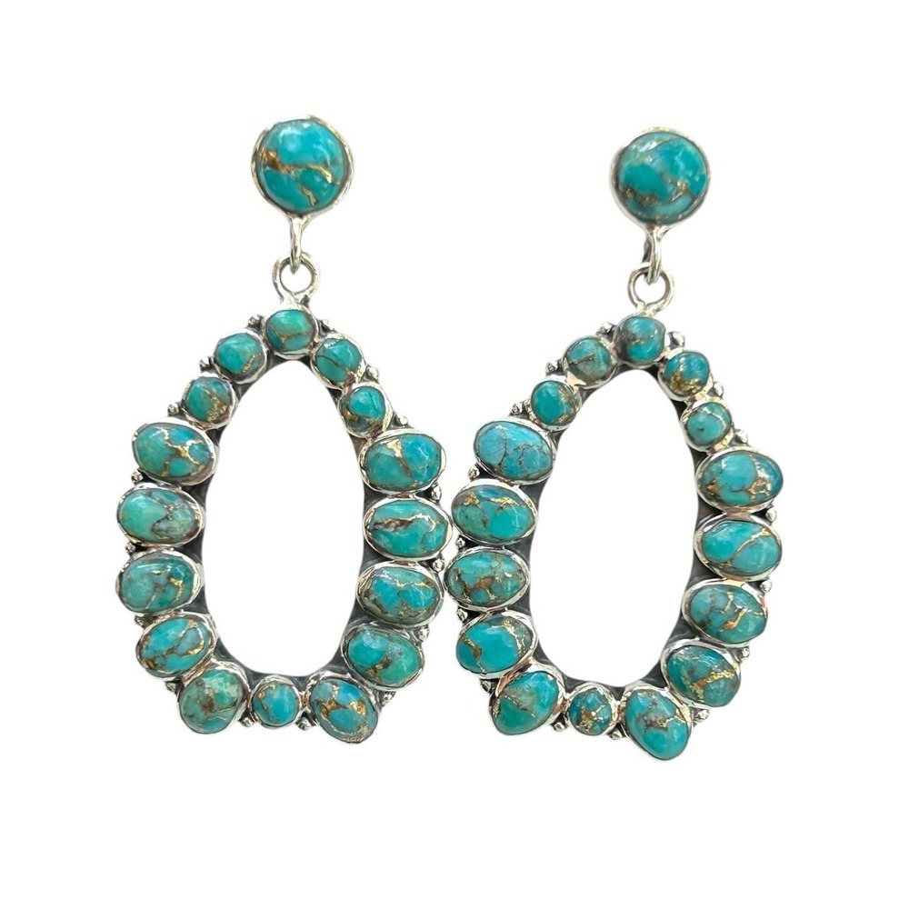 Turquoise Earrings 925 Sterling Silver & Genuine Gemstone